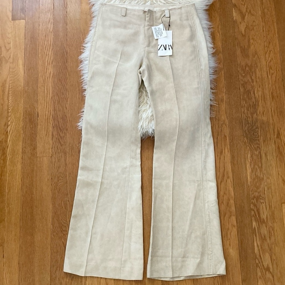 Zara Ltd Ed Special Wash Low-Rise Full-Length 100% Viscose Flare Trousers